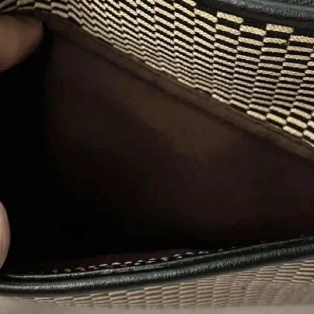 Coach Legacy Black with Cream Jacquard and Leather Color Block Shoulder Bag Tote - Image 14