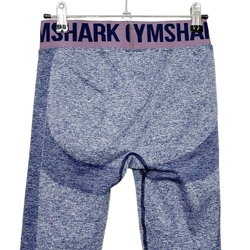 Gymshark Flex Seamless Leggings Navy Purple Marl Size Small Logo Waistband - Image 6