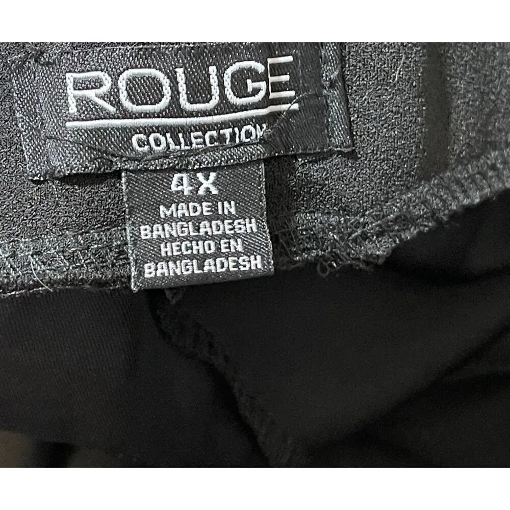 Rouge Collection Women's Pants Split Hem Black Stretch Pull - Image 4