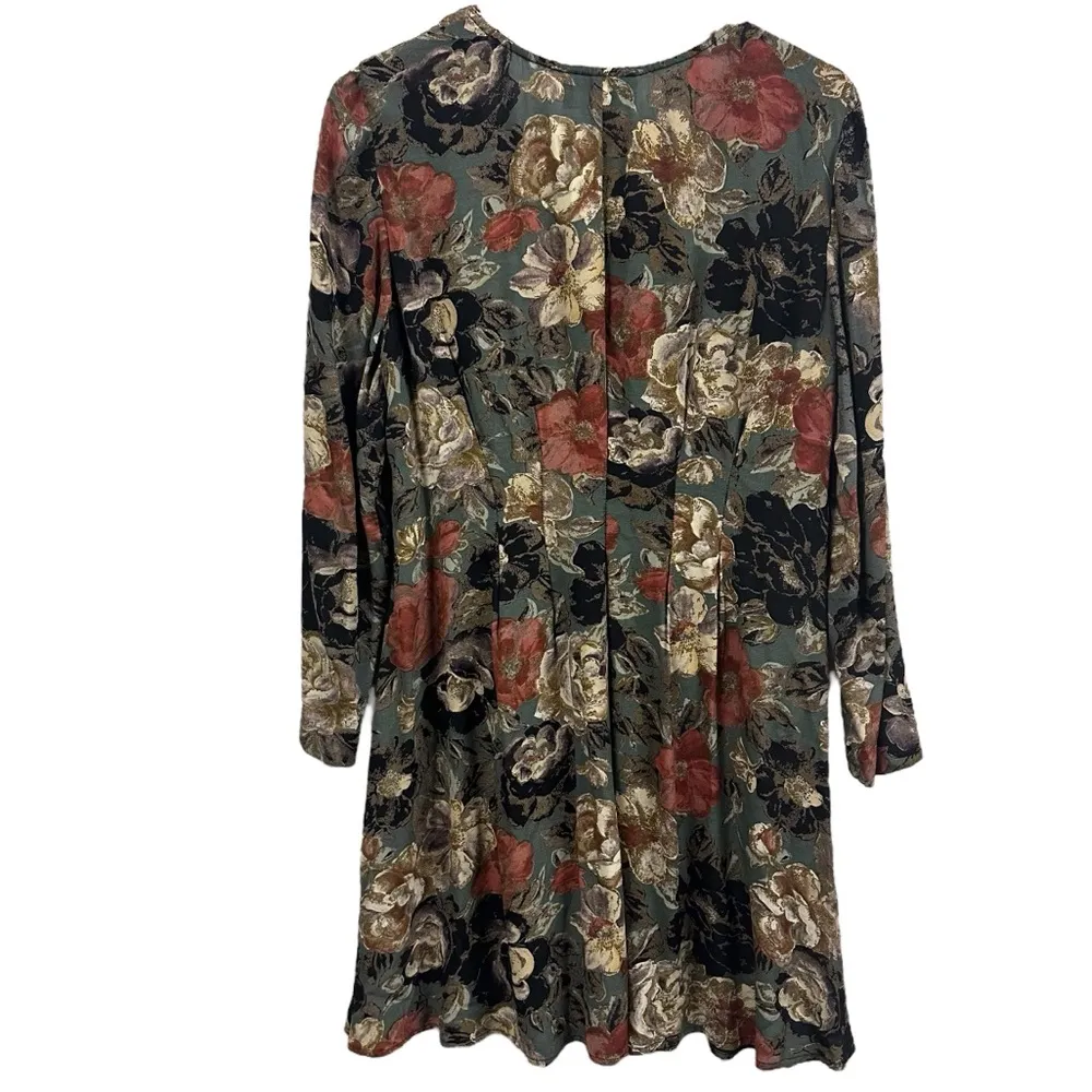 Carole Little Long Sleeve Floral Tailored Waistline Button Accent Dress 12 P - Image 6