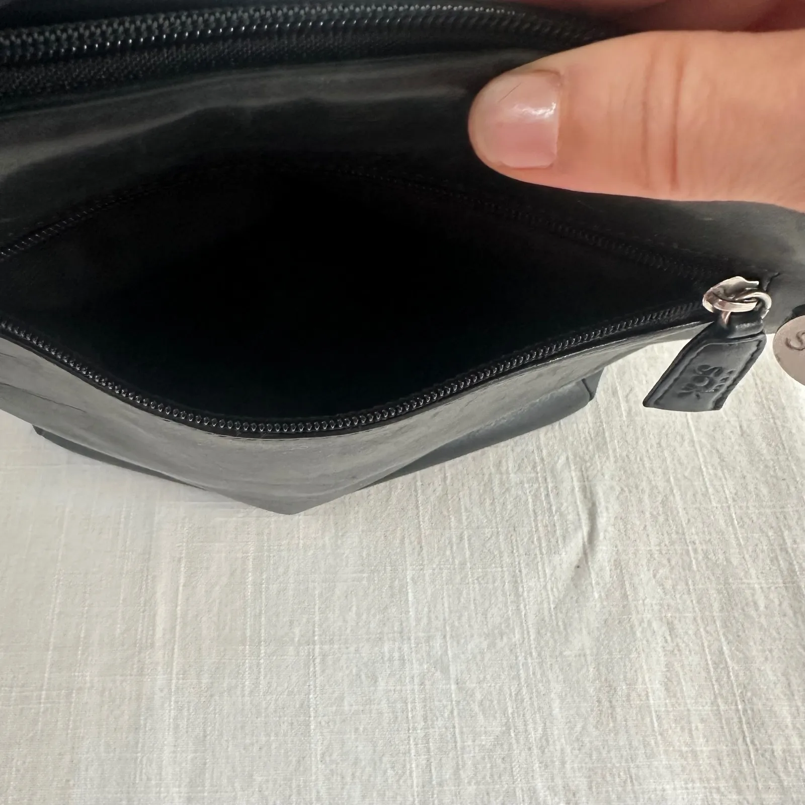 Vintage The Sak Leather Bag Early 1990s Black Soft Pebbled Leather Hamdbag 90s - Image 11