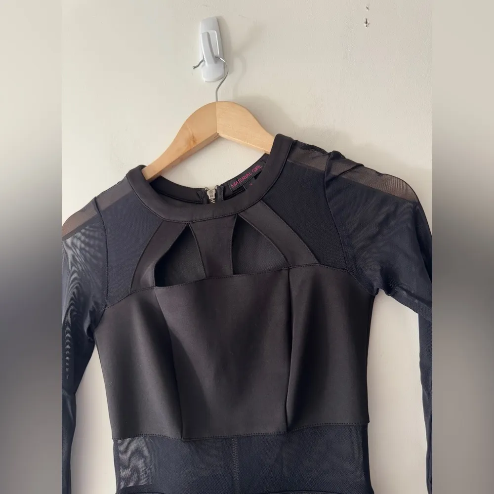 Material Girl Black Mesh Sheer Dress with Neck Cut Outs - Image 4