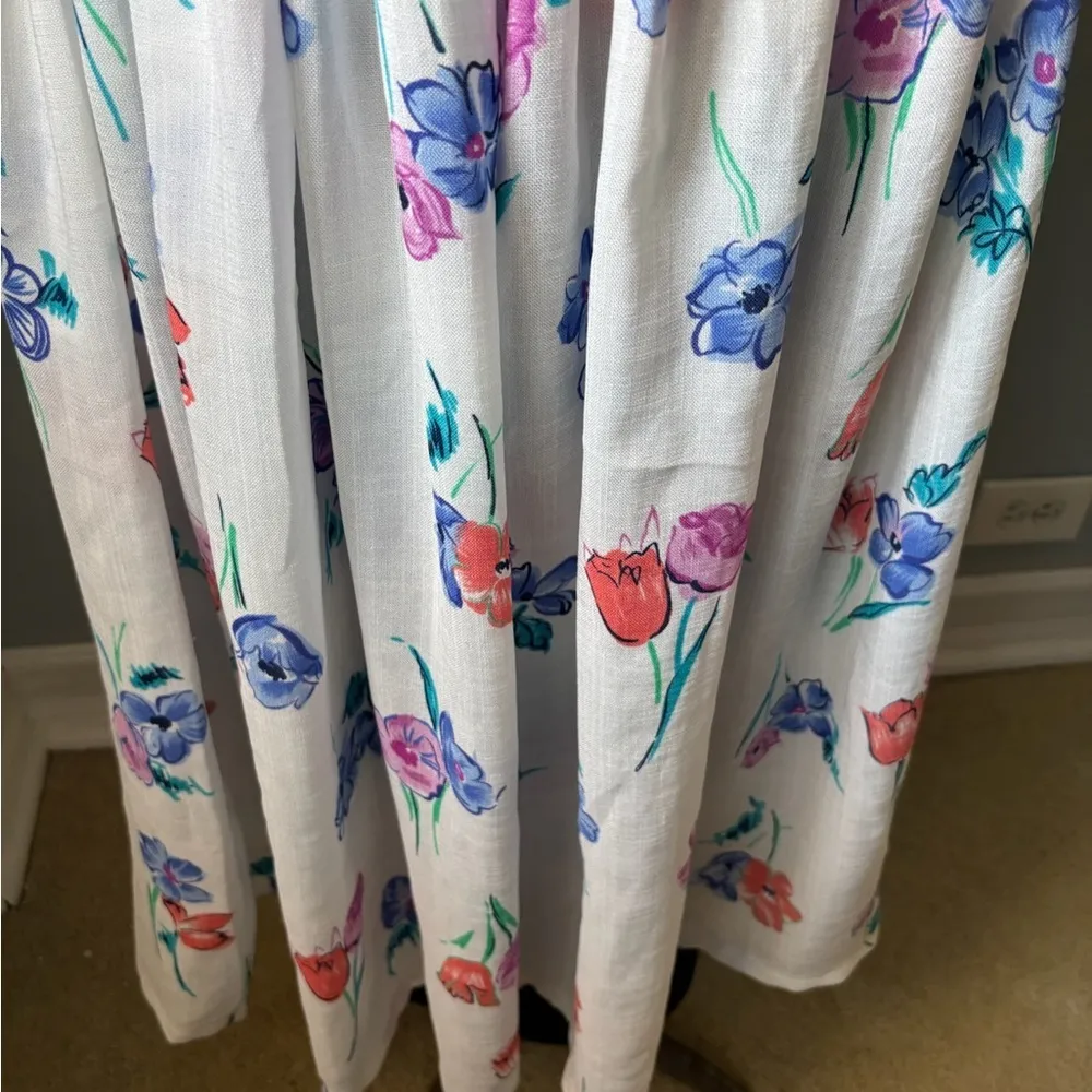 Vintage homemade white roses daisy floral printed maxi skirt Small Pink Size XS - Image 4