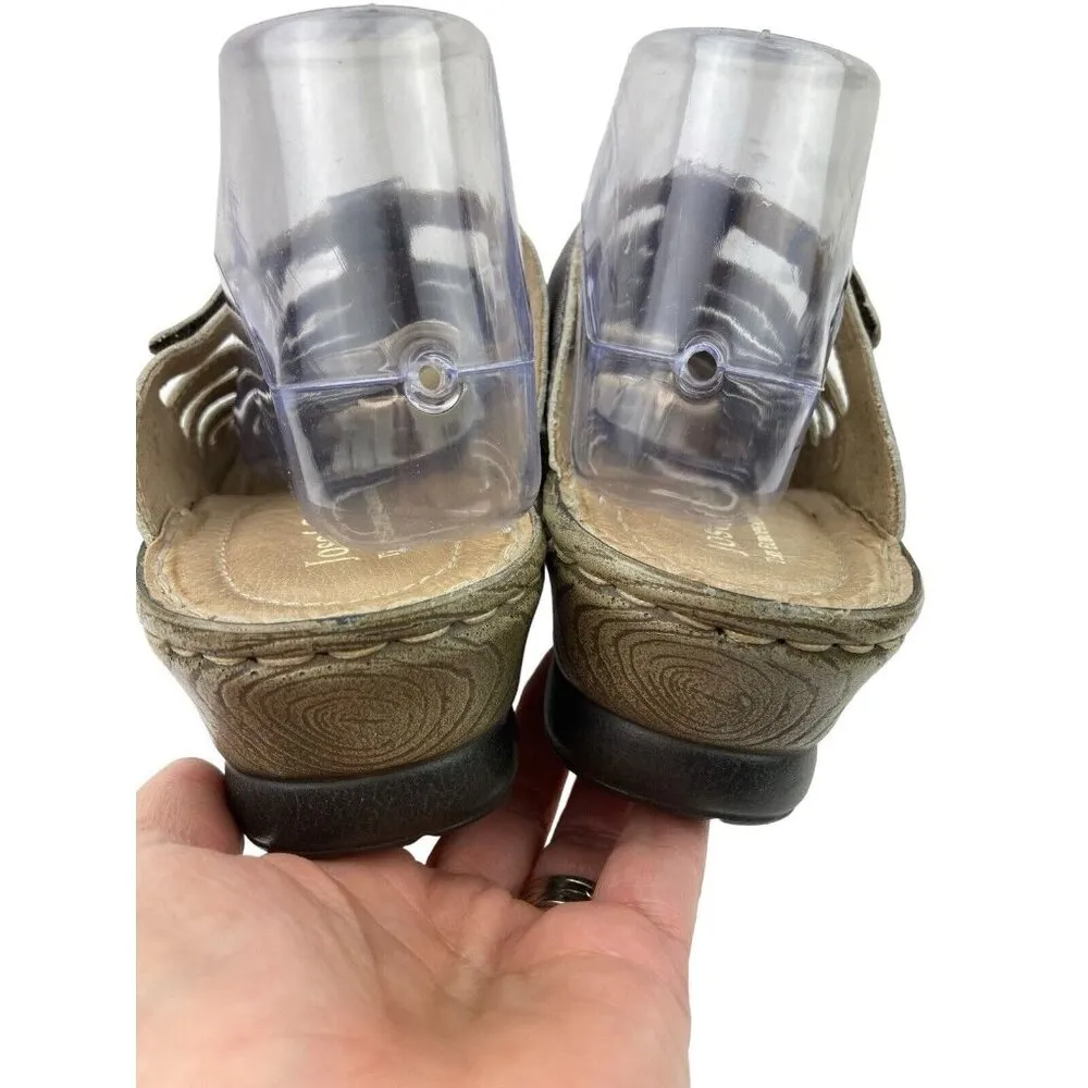 *Josef Seibel Sandals Womens 41 Metallic Silver Caged Strappy Slip On Slide Mule Size 10 - Image 6