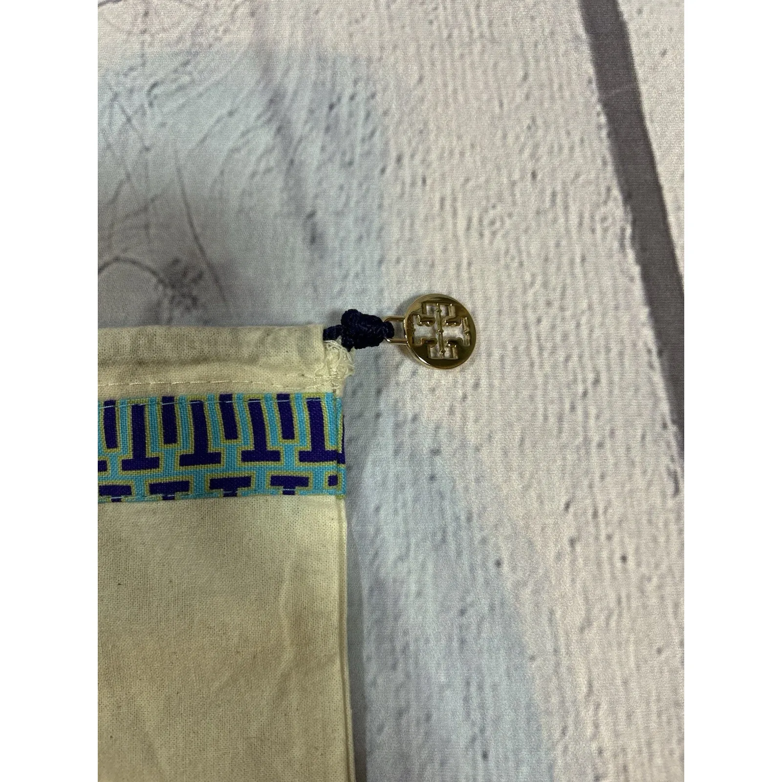 Tory Burch Logo Charm Drawstring Canvas Muslin Dust Bag Shoe Belt 12”x15” - Image 3