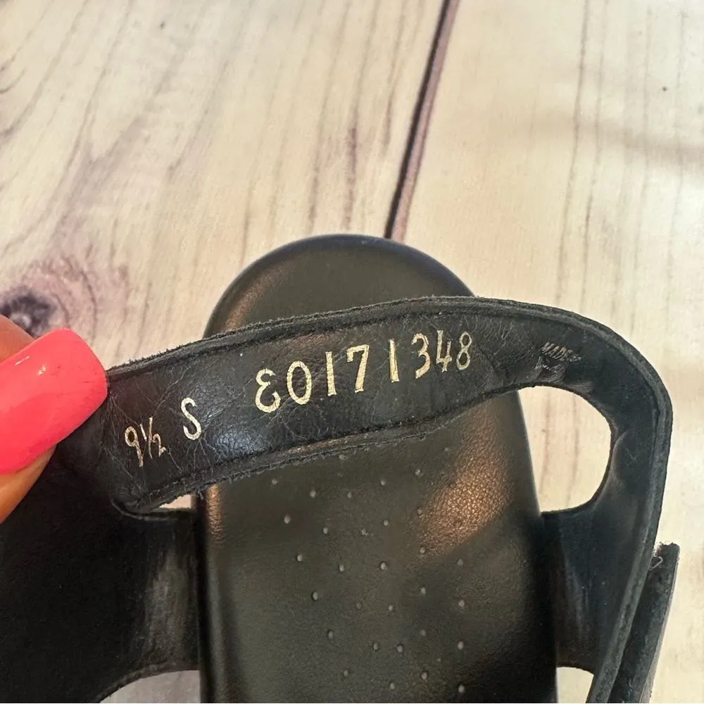 SAS Black Leather Suntimer Heeled Sandal Tripad Slingback Comfort Women Sz 9.5 - Image 12
