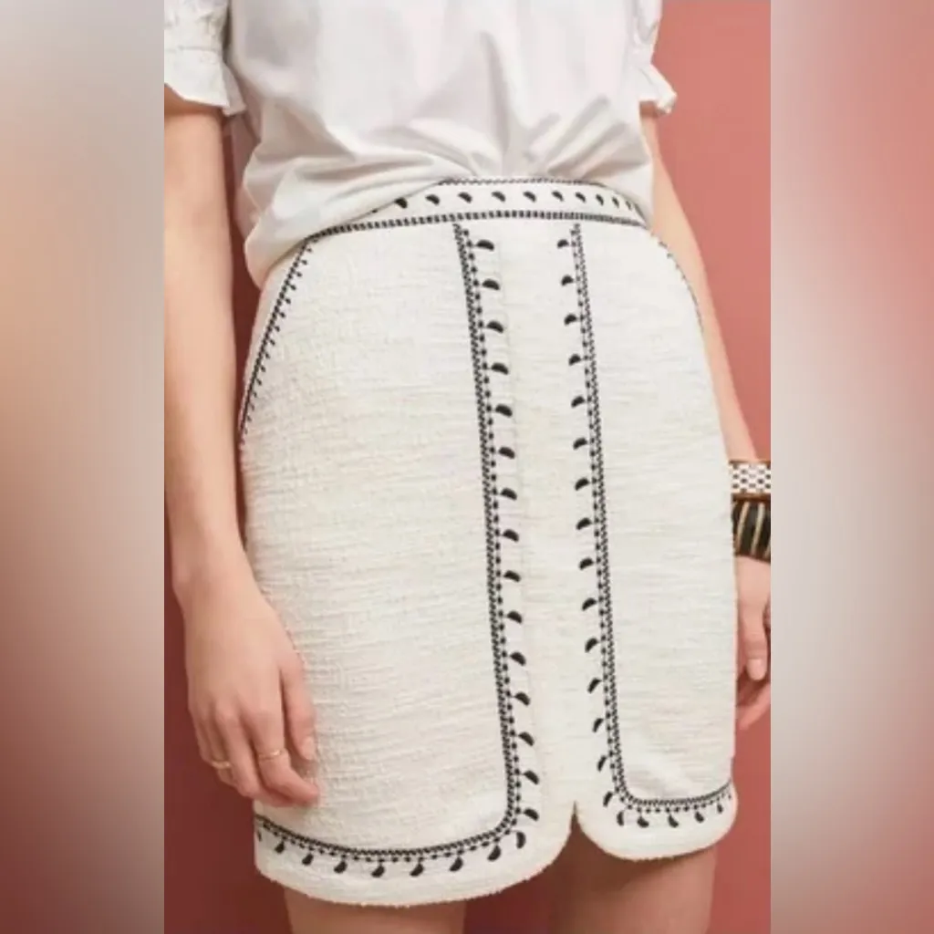 Anthropologie x Dolan Left‎ Coast Tulley Embroidered Textured Mini Skirt Size 2X Black - Image 6