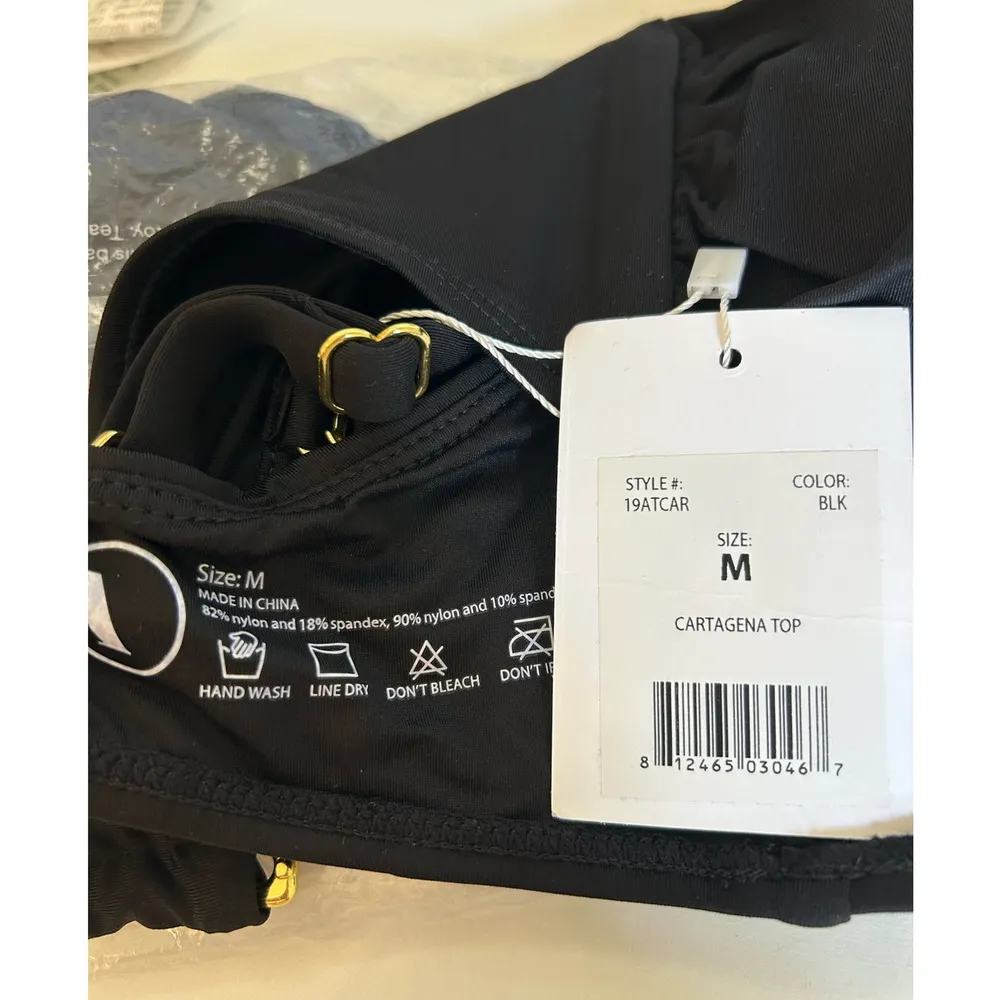 Andie Cartagena Convertible Plunge Bikini Swim Top in Black NWT - Image 7