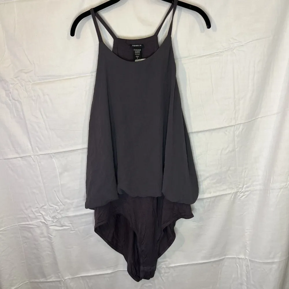 Torrid Bodysuit 2 Gray Sleeveless Blouse‎ Tank Top Loose Cami Flowy - Image 3
