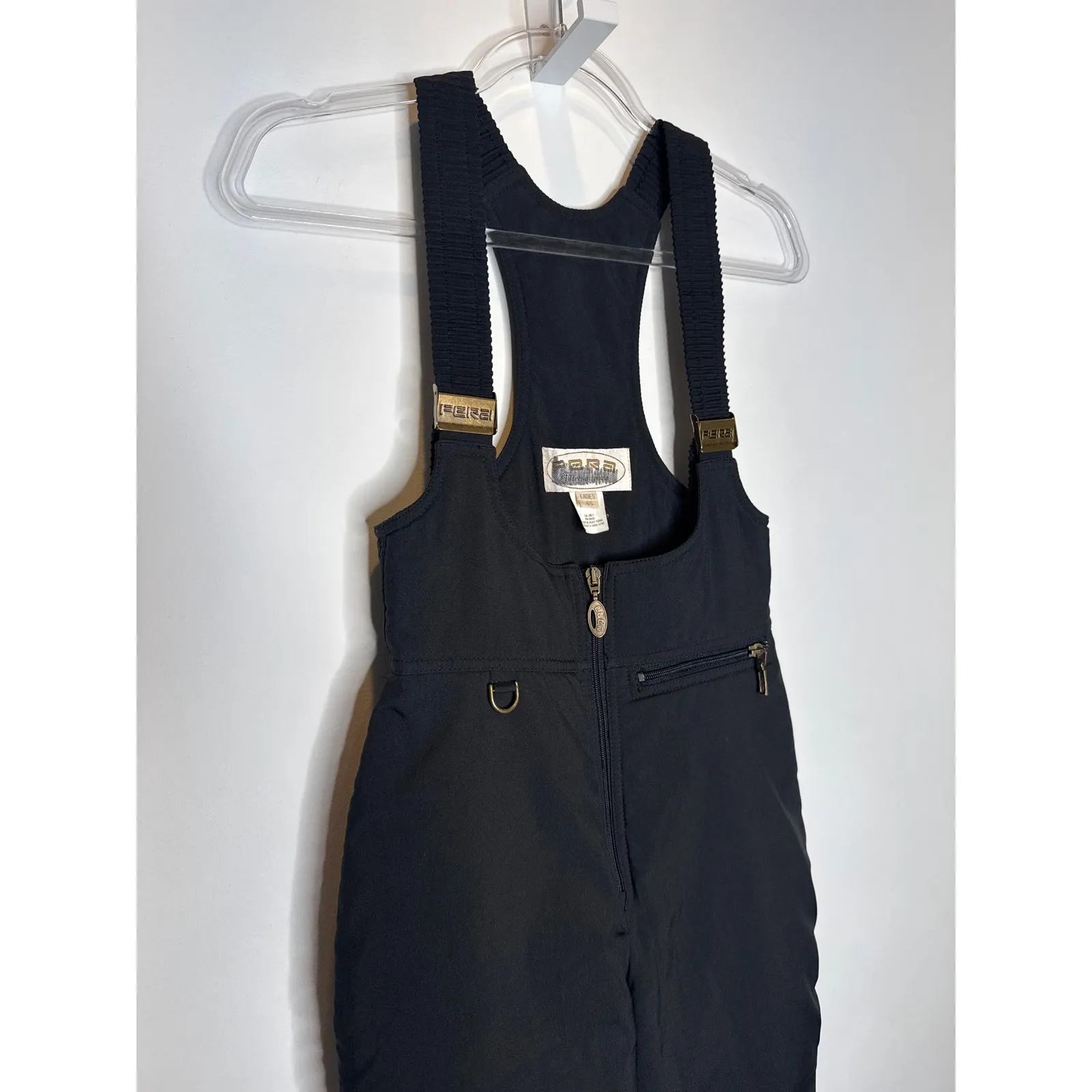 Vintage 1980s–90s Fera Black Quilted Ski Bib Overalls with stirrups 4 petite Size 4P - Image 15