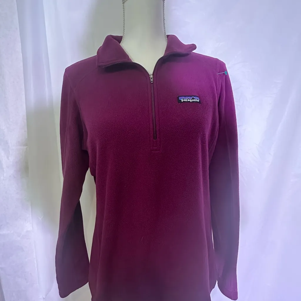 Patagonia Women's Burgundy Half-Zip Sweatshirt - Image 2