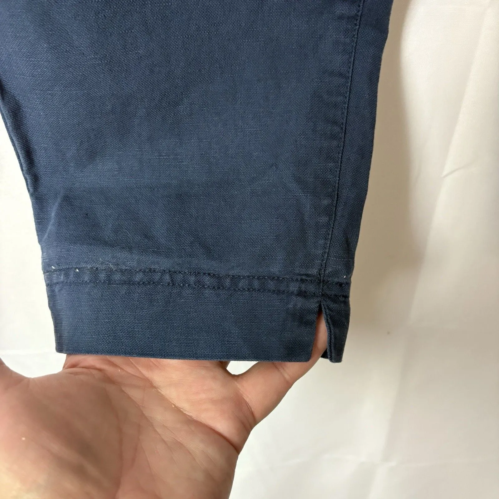 Seasalt Cornwall Nanterrow Tapered Trouser Womens US 8 Blue Cotton Linen Pants - Image 4