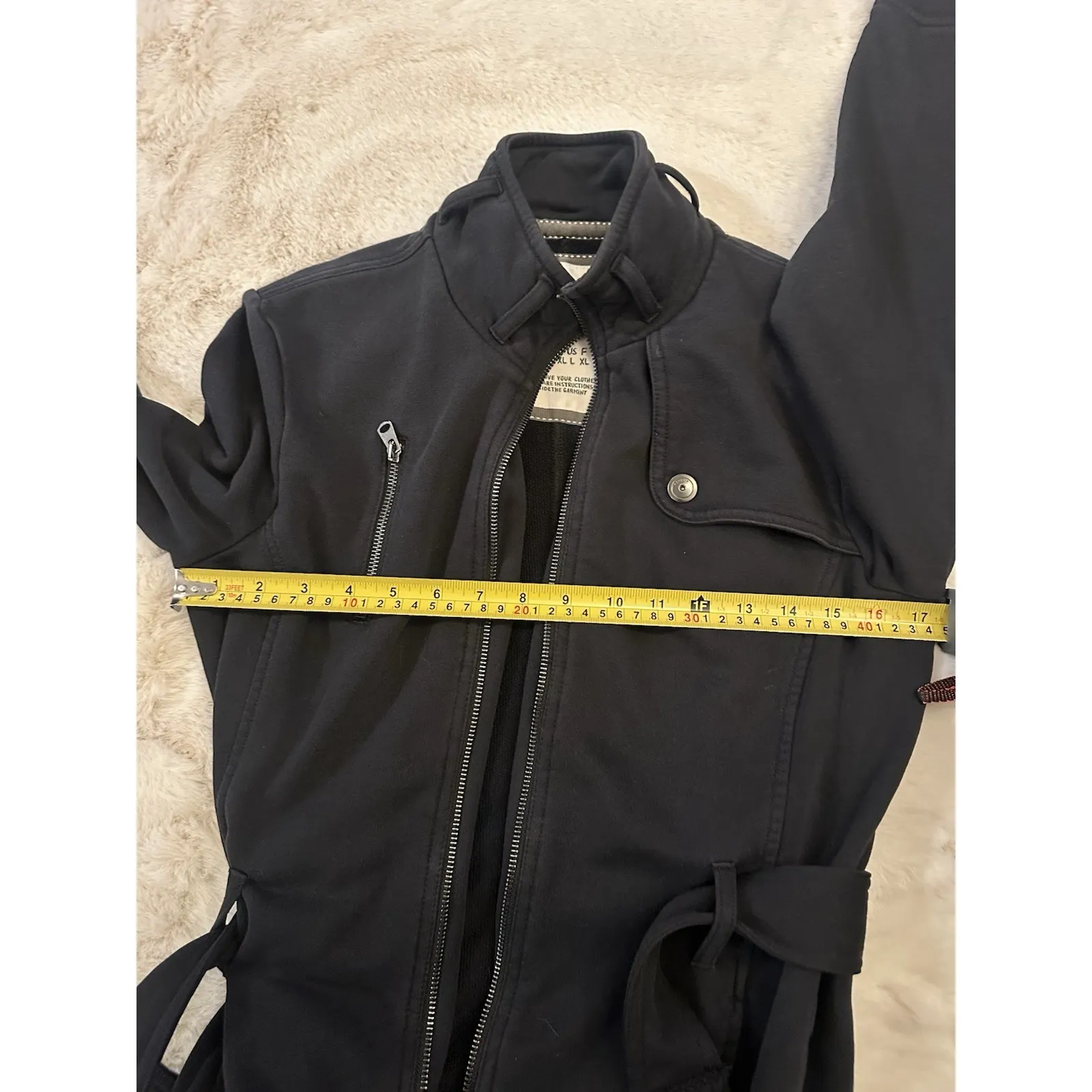 Esprit Size LWomen's Wool Blend Belted Coat Jacket Gunflap Zip‎ Snap Black - Image 5