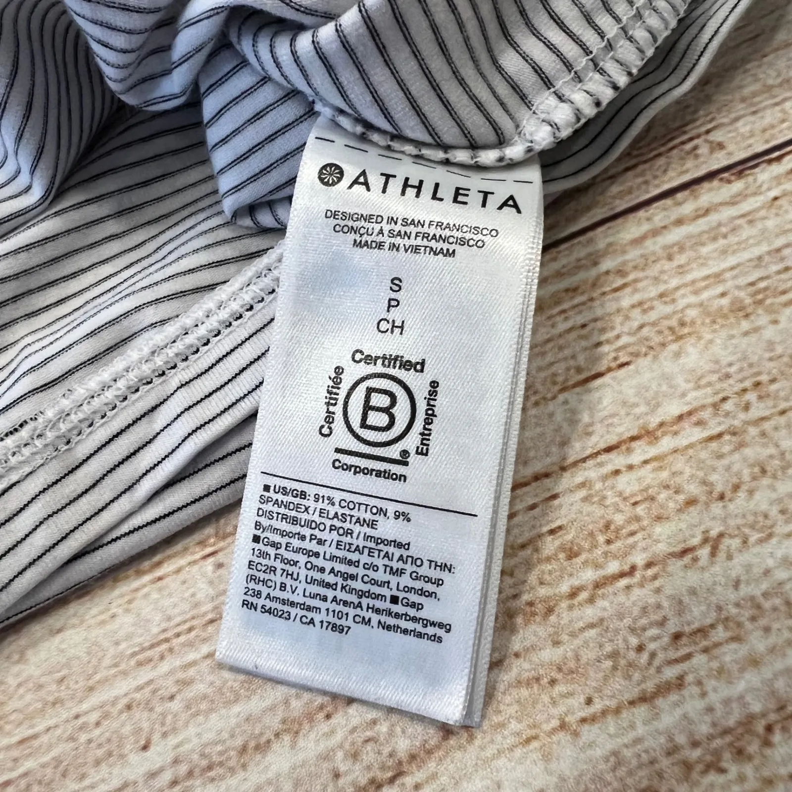 Athleta Striped Cotton Blend‎ T Shirt Womens Size Small ShortSleeve Casual Top - Image 3