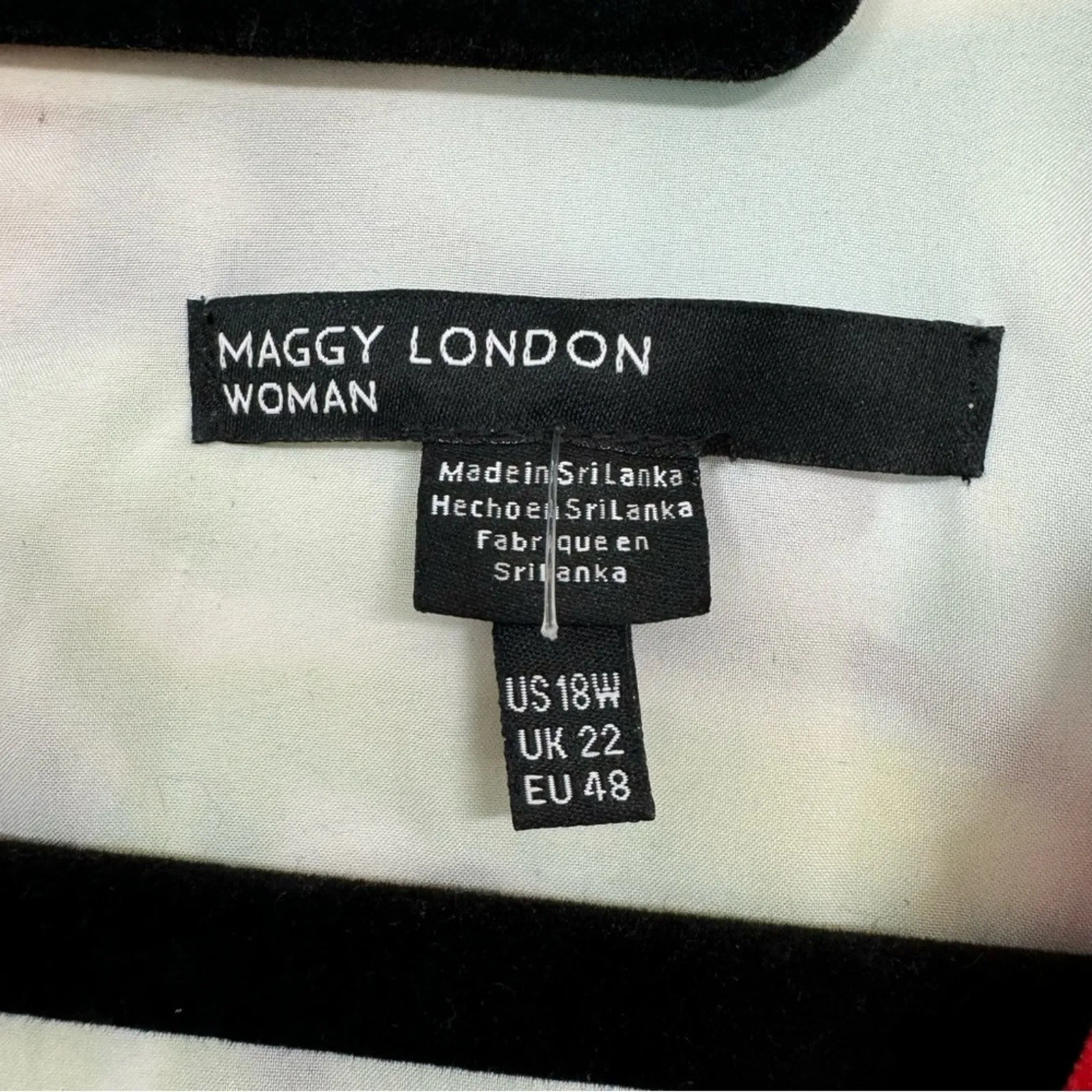 Maggy London Blue Red Floral Print Maxi Dress Womens 18W Boho Casual Eyelet - Image 8