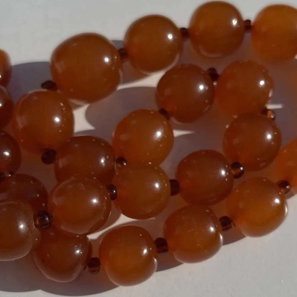 Antique Genuine Baltic Amber Egg Yolk Butterscotch Caramel Necklace Barrel Clasp Orange - Image 3