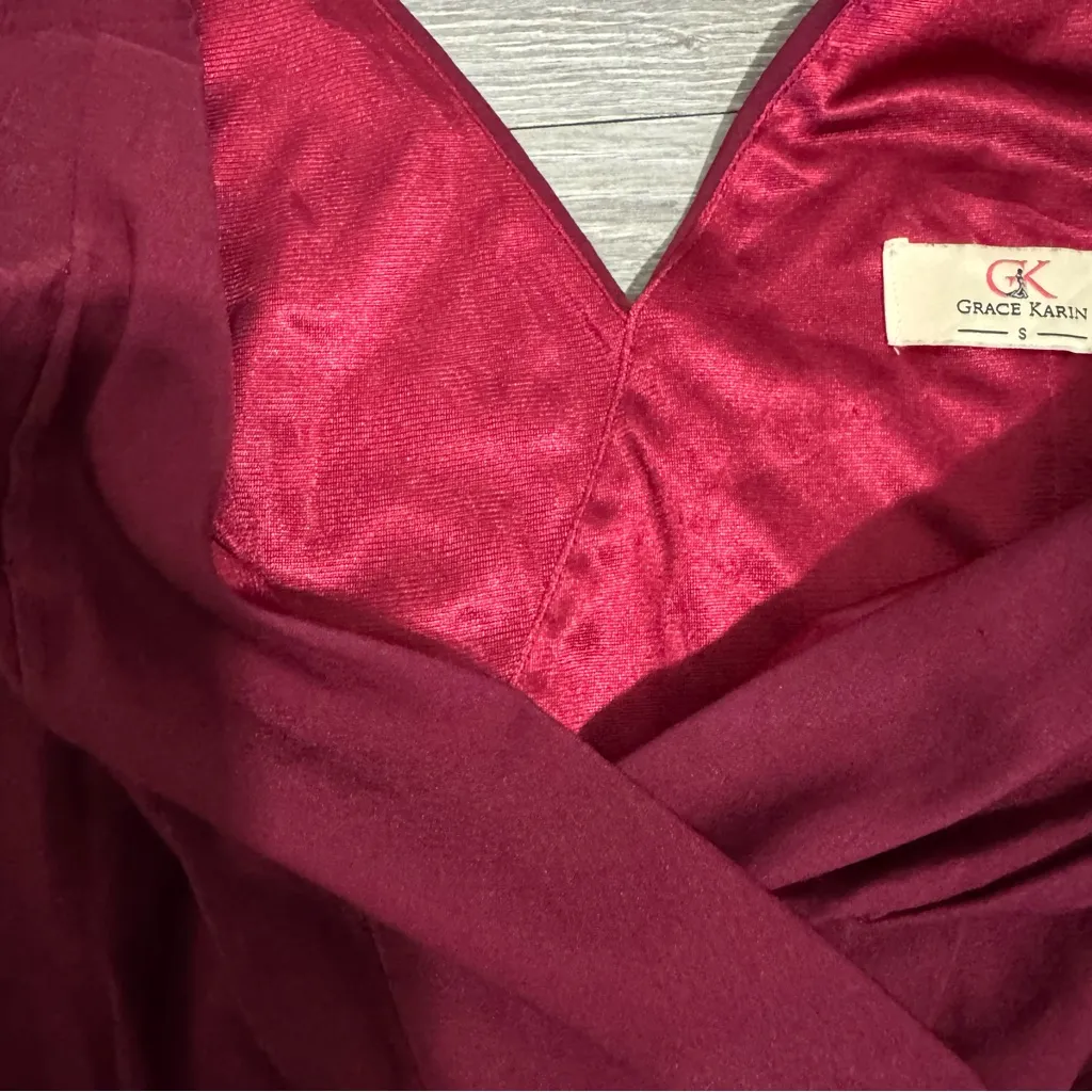 Grace Karin Women Fuchsia V-Neck 1950s Inspired Lined A-Line Dress Sz S No Belt‎ - Image 15