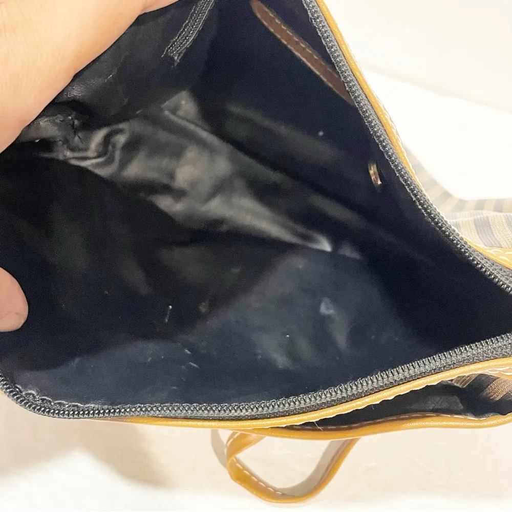 Classic Vintage Fendi Brown Pin Stripe Zippered Crossbody Shoulder Bag - Image 8