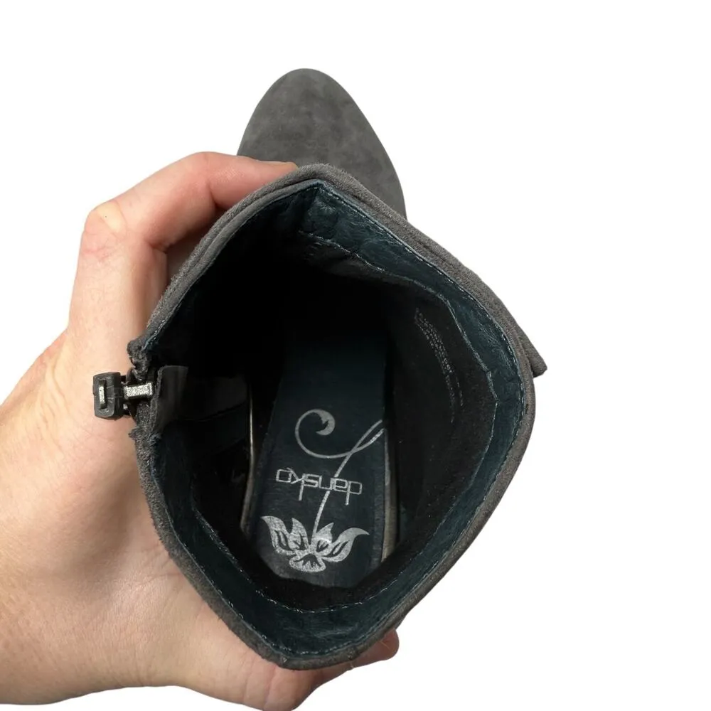 Dansko Baker Kid Suede Charcoal Grey Ankle Booties Boho Artsy Womens 38 US 7.5-8 - Image 7