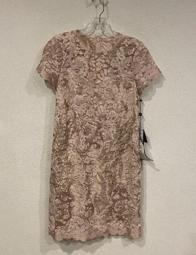 Adrianna Papell Dress Womens 2 Lace A Line Shift Cocktail Formal Joyful Blush - Image 2