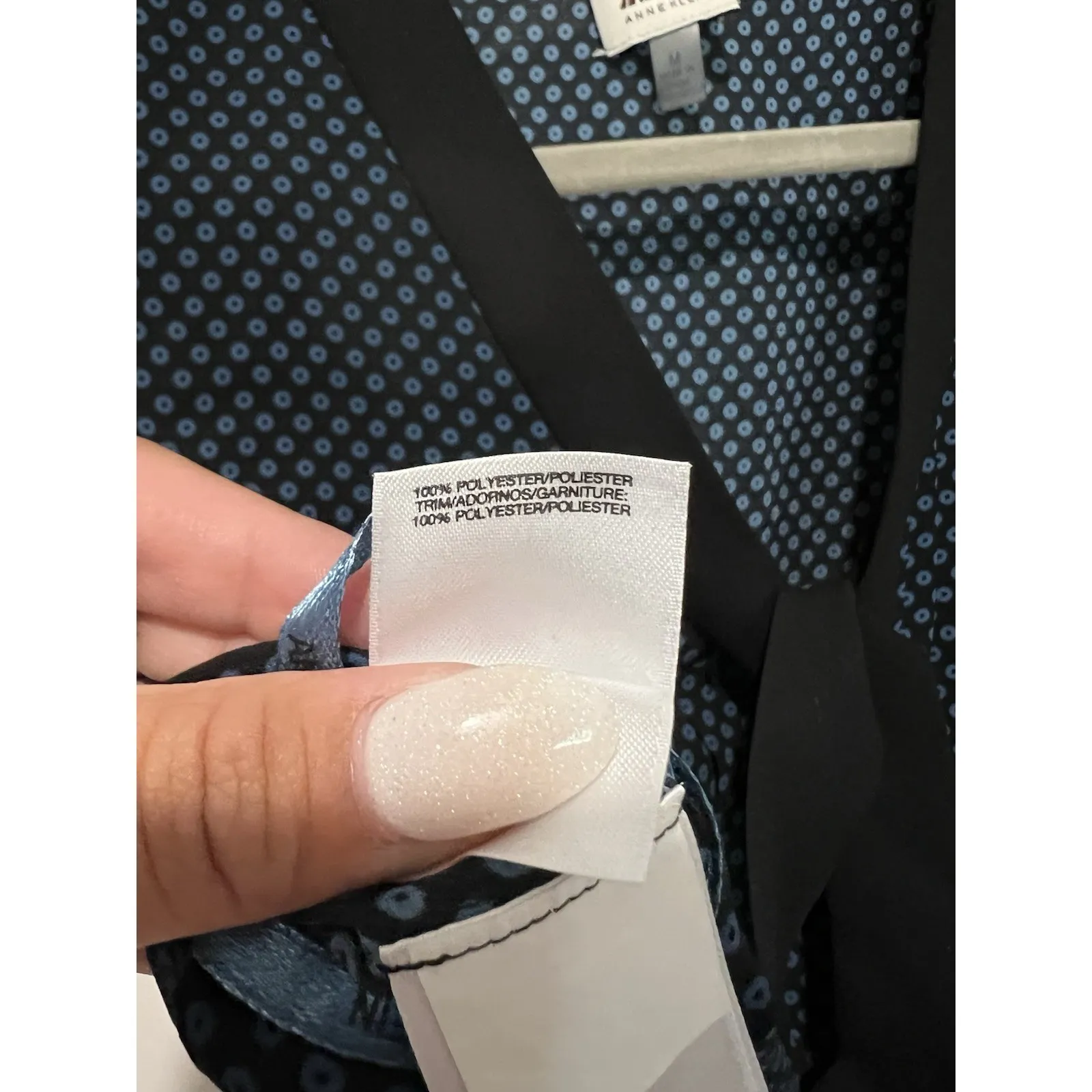 Anne Klein Blouse Blue Black Pattern Size Medium Work - Image 6