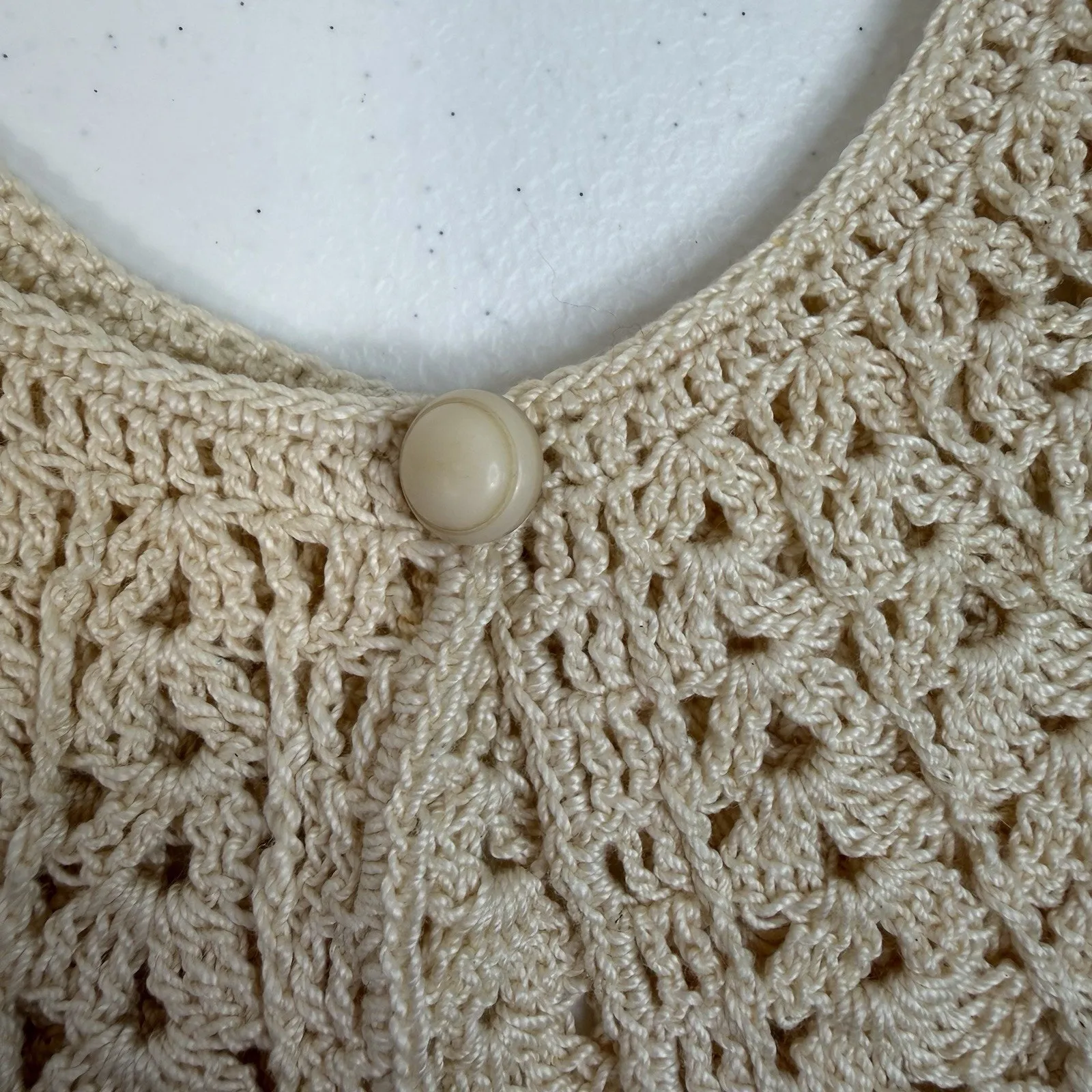 Antique Vintage Crochet Lace Collar Victorian Beige Edwardian Boho Stunning - Image 4