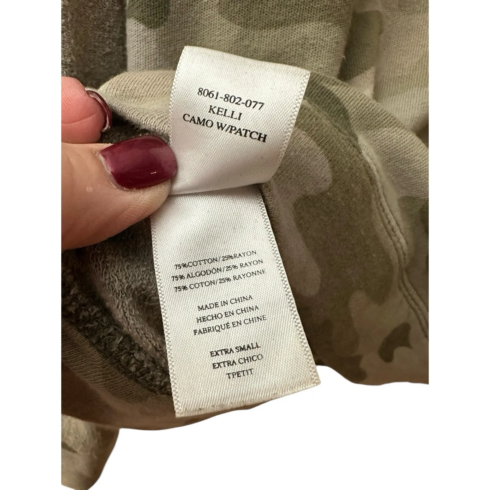 Rails Kelli Camo Sweatshirt Military Patch Detail Size XS Camouflage #A6-2 - Image 10