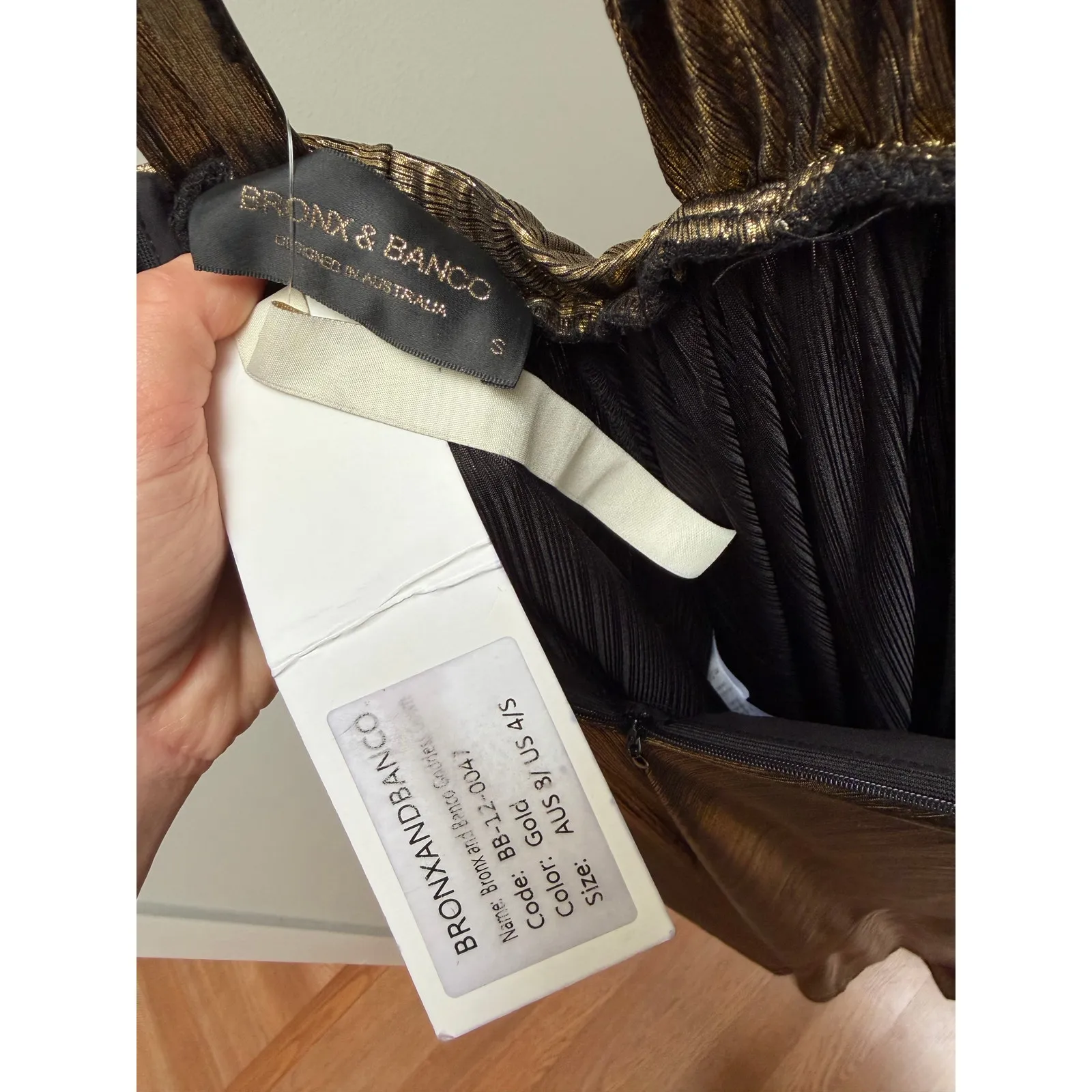 NEW NWT Bronx & Banco Goddess Gown in Gold Metallic size Small - Image 5