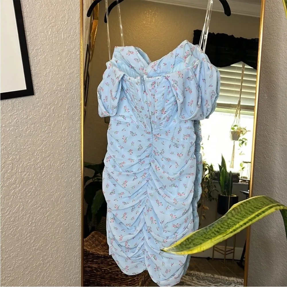House of CB Luna Blue Floral Draped Corset Mini Dress - Image 10
