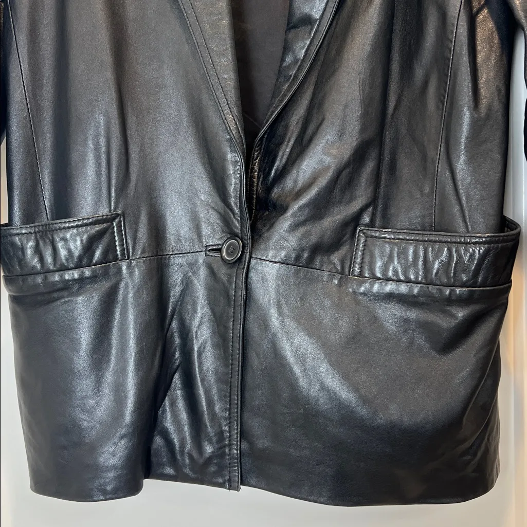 Preston & York vintage Black genuine Leather Women's Jacket size small. - Image 3