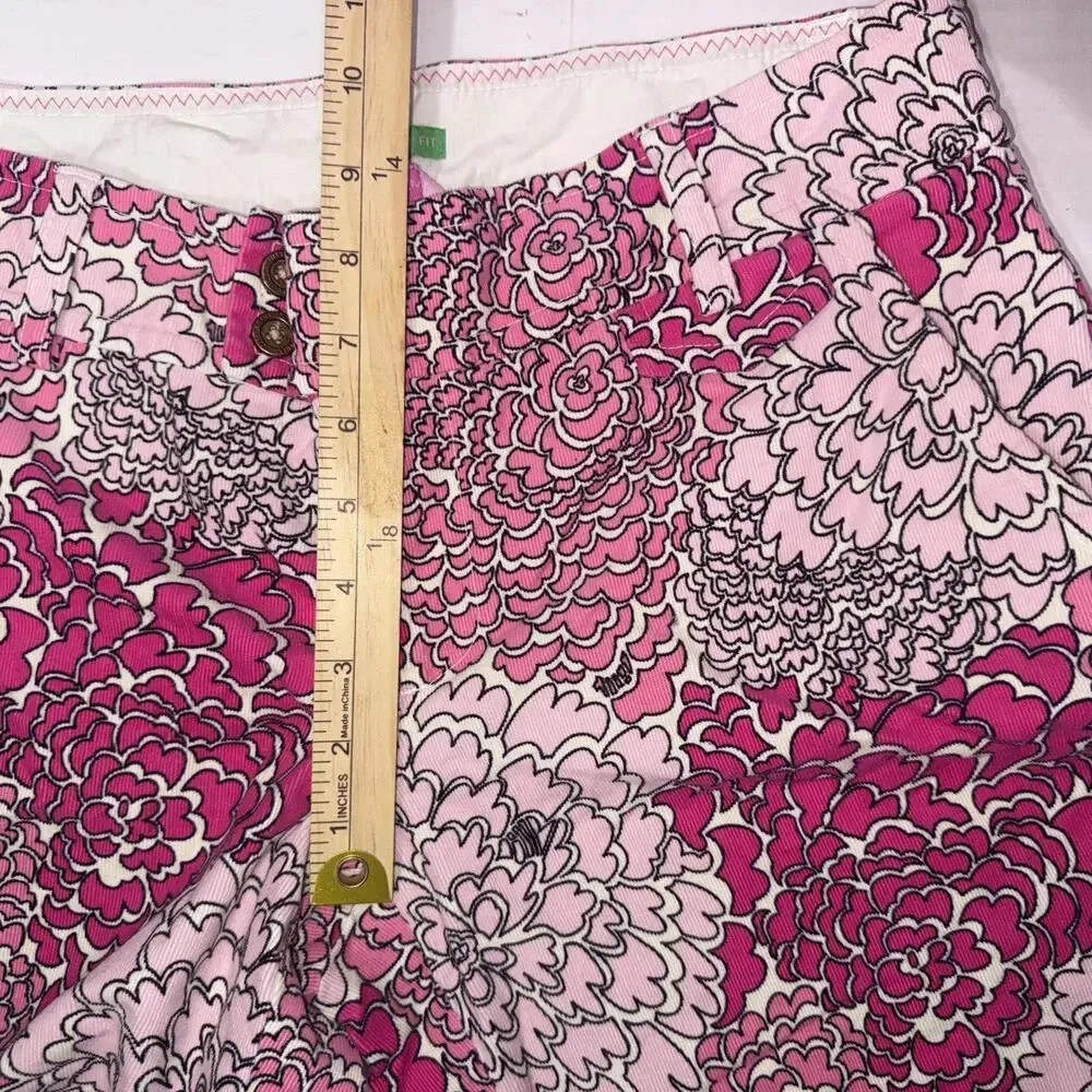 Lilly Pulitzer Vintage Preppy Designer Printed Corduroy Palm Beach Pants Size 6 - Image 6