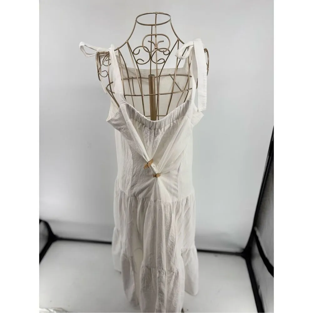 Haute Hippie Long Dress Women’s White Boho Ruffle Smocked Preppy Size XL - Image 9