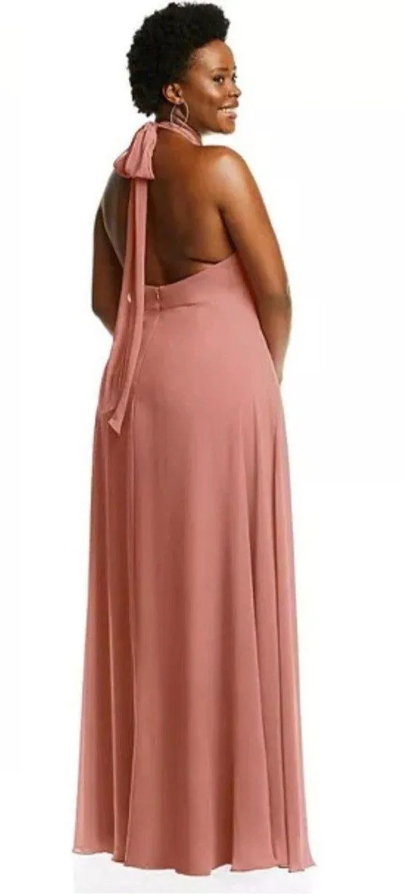 After Six High Neck Halter Backless Maxi Dress Dusty Rose Size 20 Bridesmaid - Image 2