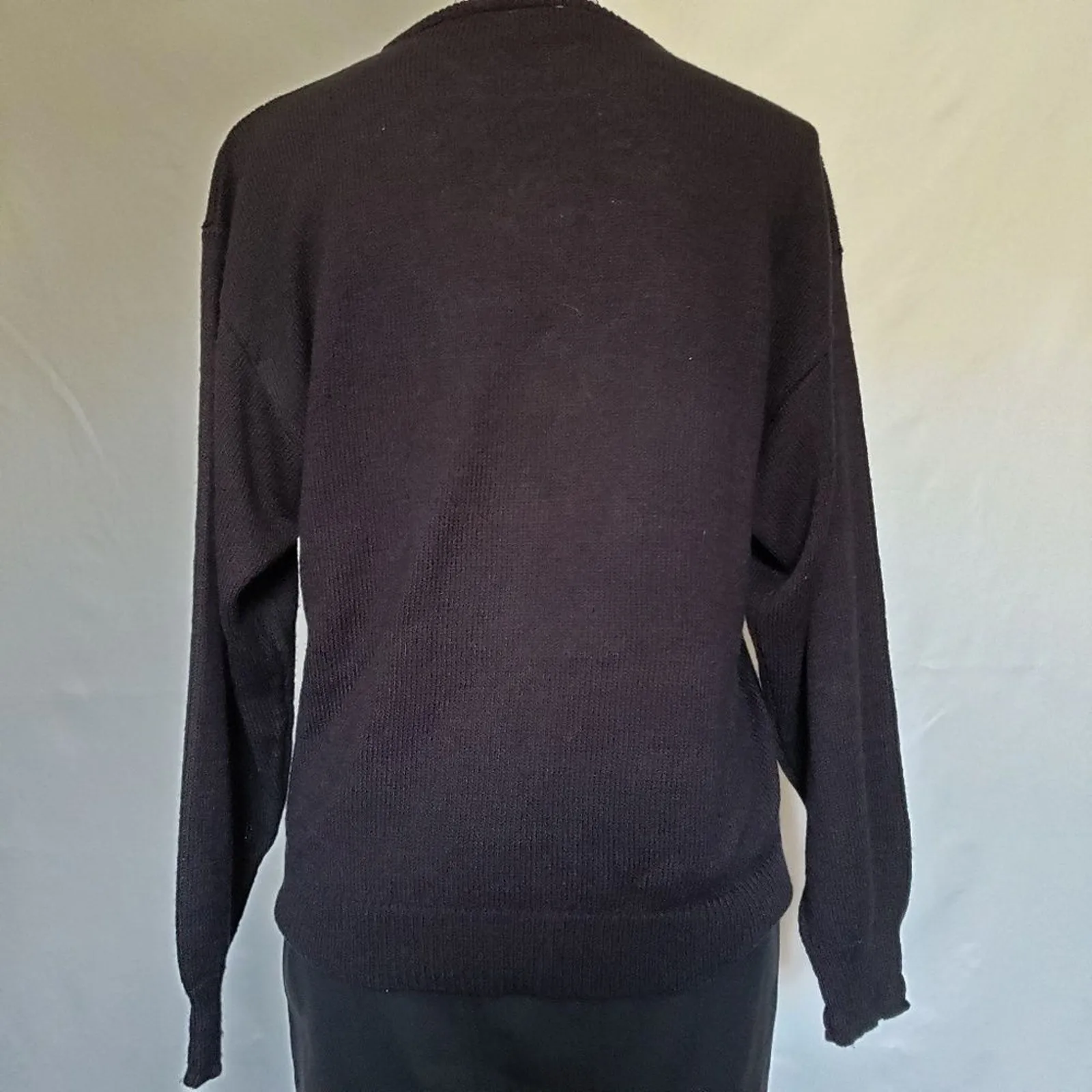 Vintage 80s TanFJay Black Floral Applique Sweater Sz M Whimsigoth Kitsch Retro Size M - Image 6