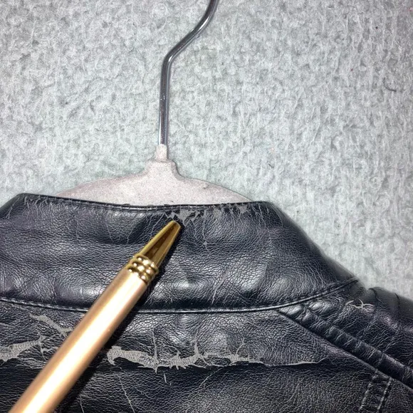 Baccini Faux Leather Jacket Women Medium Petite Motorcycle - Image 10