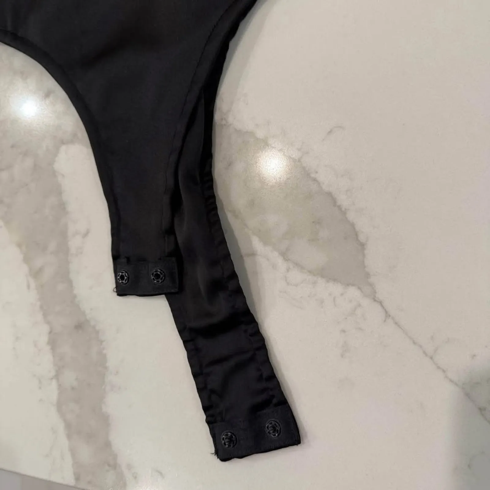 Zara NWT Pleated Draped Plunge Bodysuit Womens XS Spaghetti Straps Back Buttons - Image 4