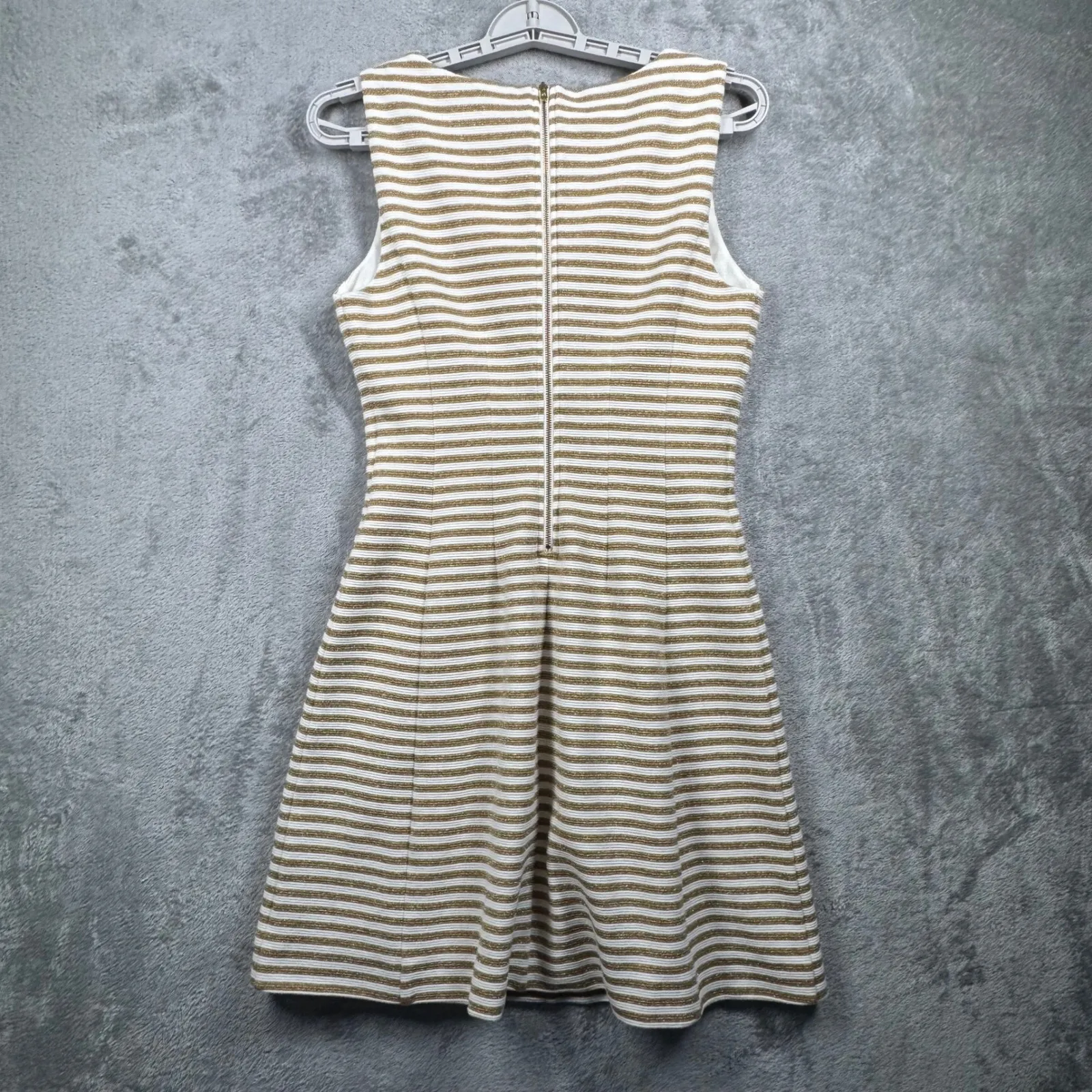Lilly Pulitzer Brielle Dress Gold Metallic Stripe Sleeveless A-Line Small Preppy - Image 3