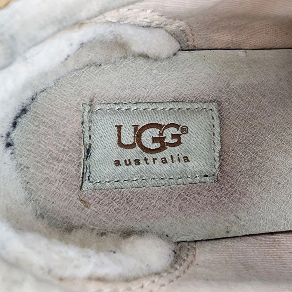 UGG Australia Taya Leather Tan Silver Low Top Sneakers 1006828 Lace Up Shoes 9.5 - Image 8