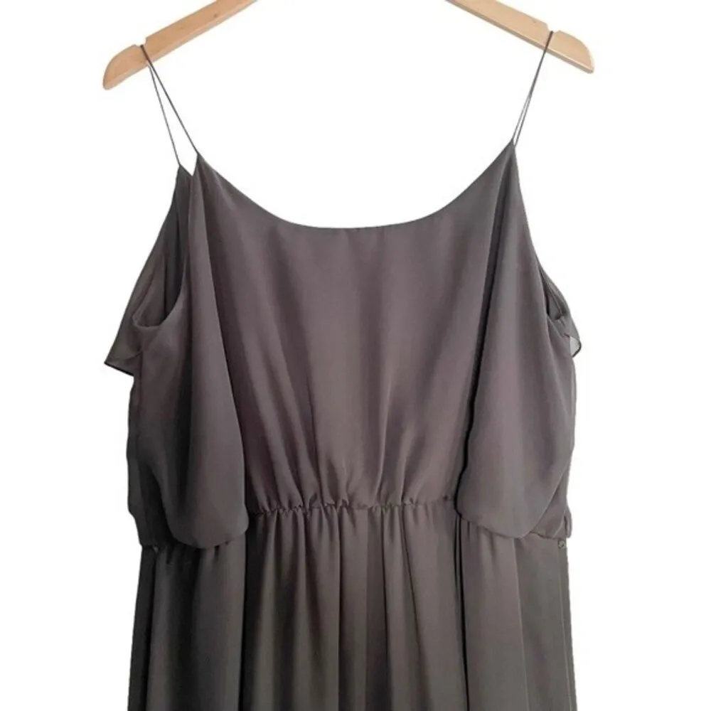 Nouvelle Amsale Drew Gray Chiffon Ruffle Wrap Spaghetti Strap Slip Dress Size XL - Image 9