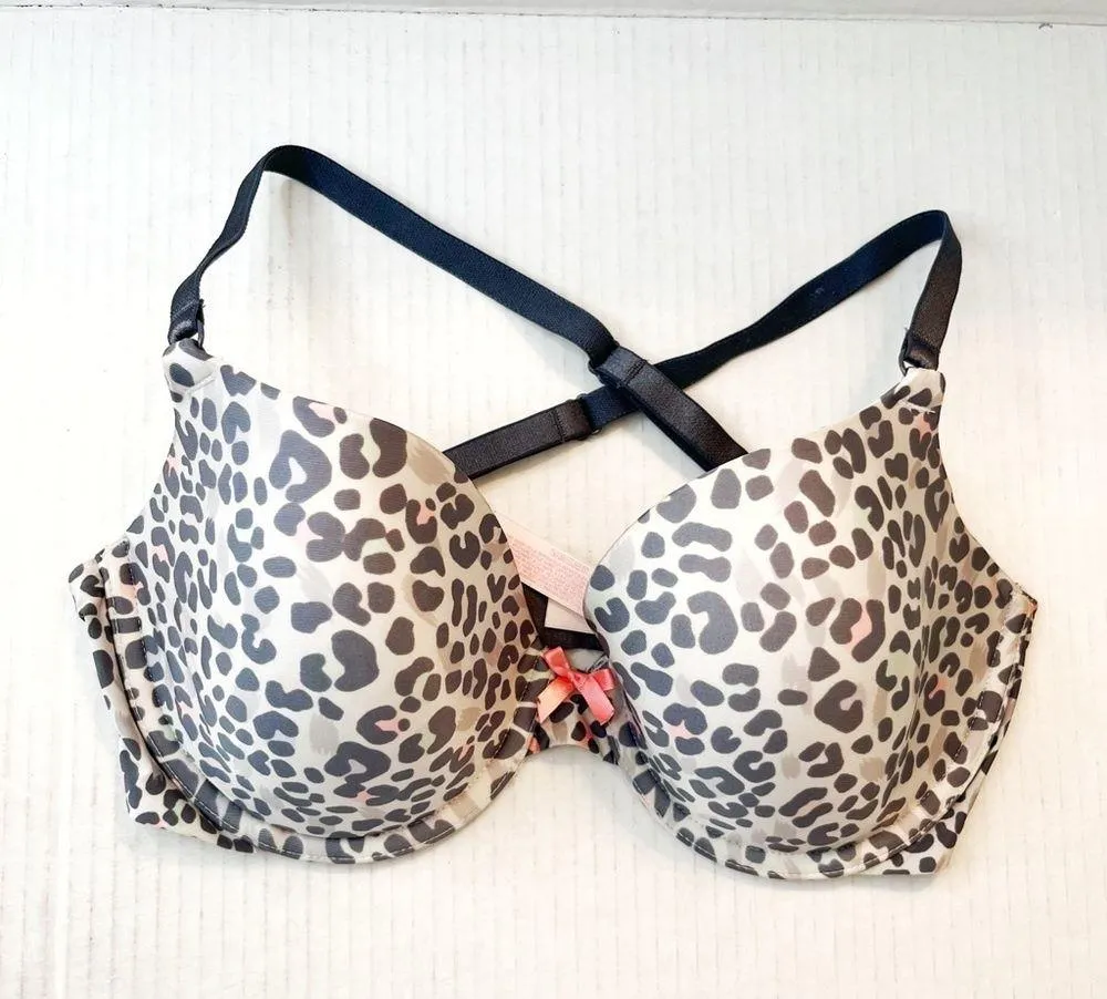 Victoria’s Secret Bra Dream Angels Lined Demi Grey-Pink Cheetah Print 32DD GUC - Image 2