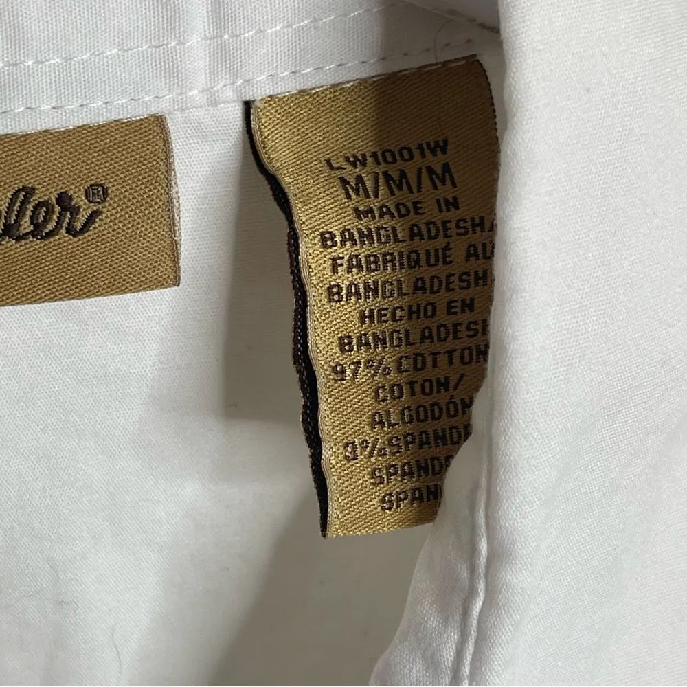 Wrangler Size Medium Bejeweled Solid White Long Sleeve Button Up - Image 5