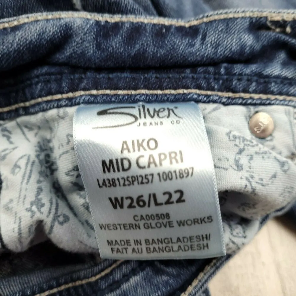 Silver Jeans Aiko Super Stretch Distressed Blue Denim Women's Size 26 EUC - Image 5