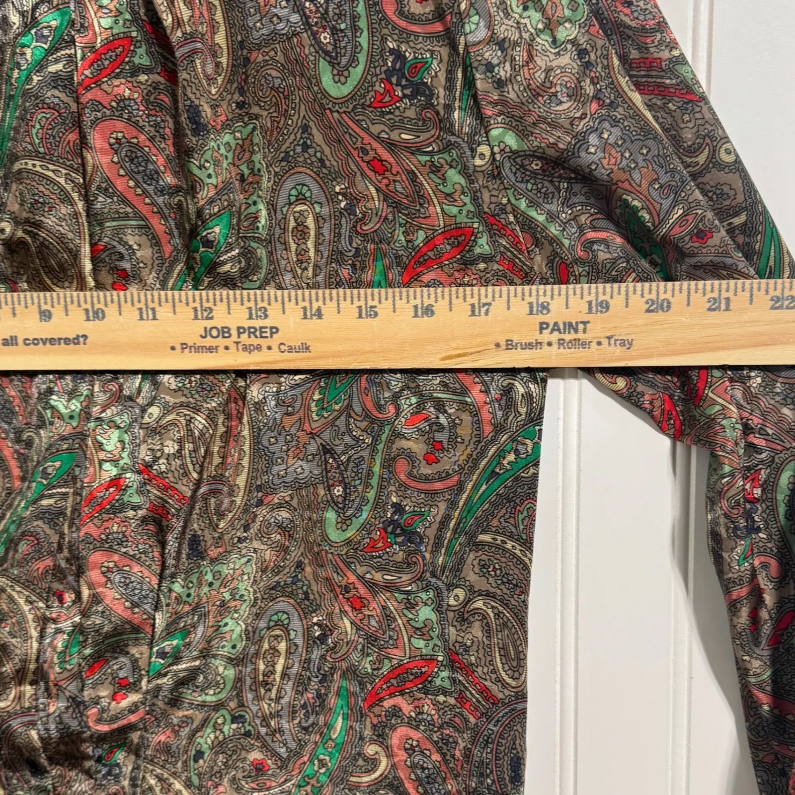 Vintage Nicola Paisley Blouse 8 High Neck Office Siren Librarian Core 80s Retro Brown - Image 4