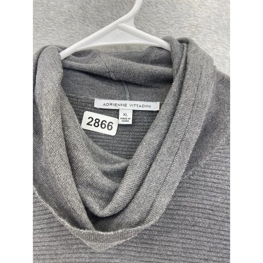 Adrienne Vittadini Women's Pullover Sweater Cowl Neck Solid Gray Size XL - Image 10
