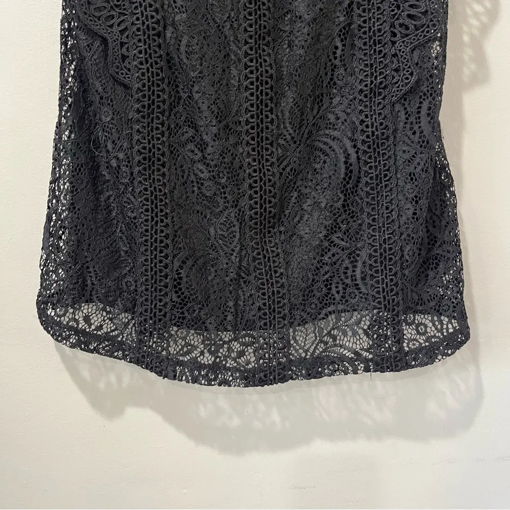 Cable & Gauge Black Lace Top High Neck Lined Sleeveless Size Medium Classy - Image 3