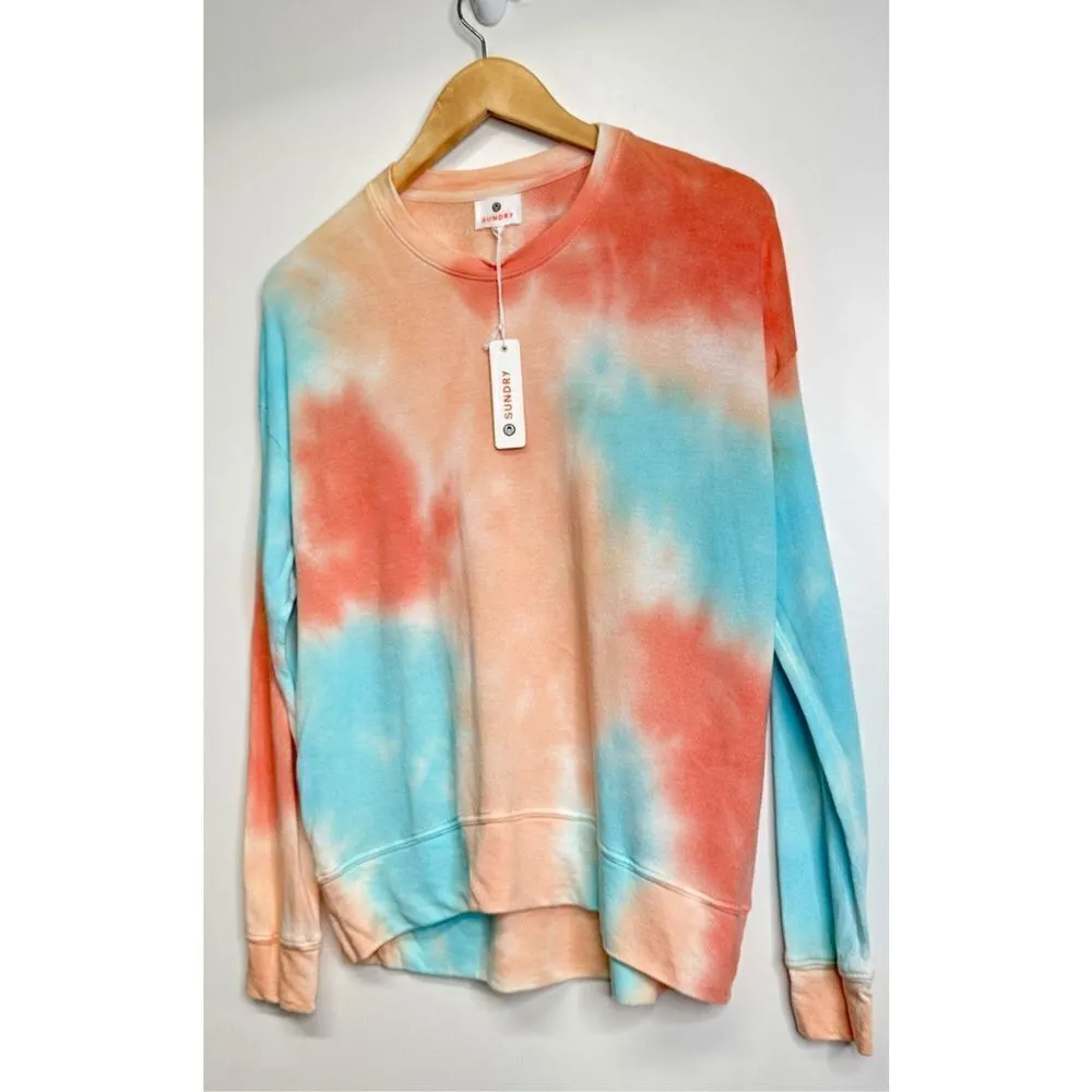 Sundry Sweater Womens Size XS Terry Oversized Sweatshirt Tie Dye Crewneck NWT - Image 3