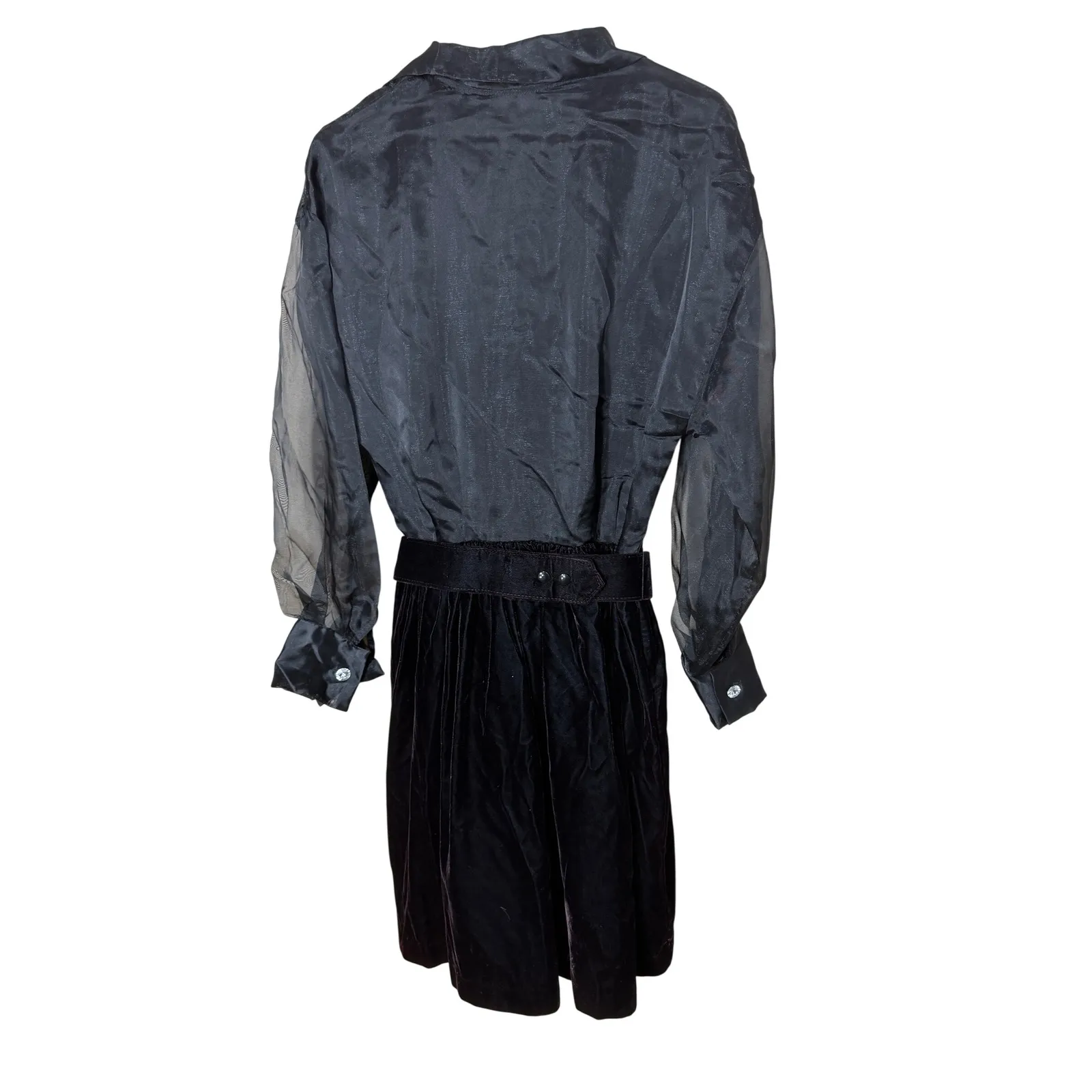 Lisa Michaels Black Velvet Bow Dress Rhinestone Buckle Size 4 - Image 8