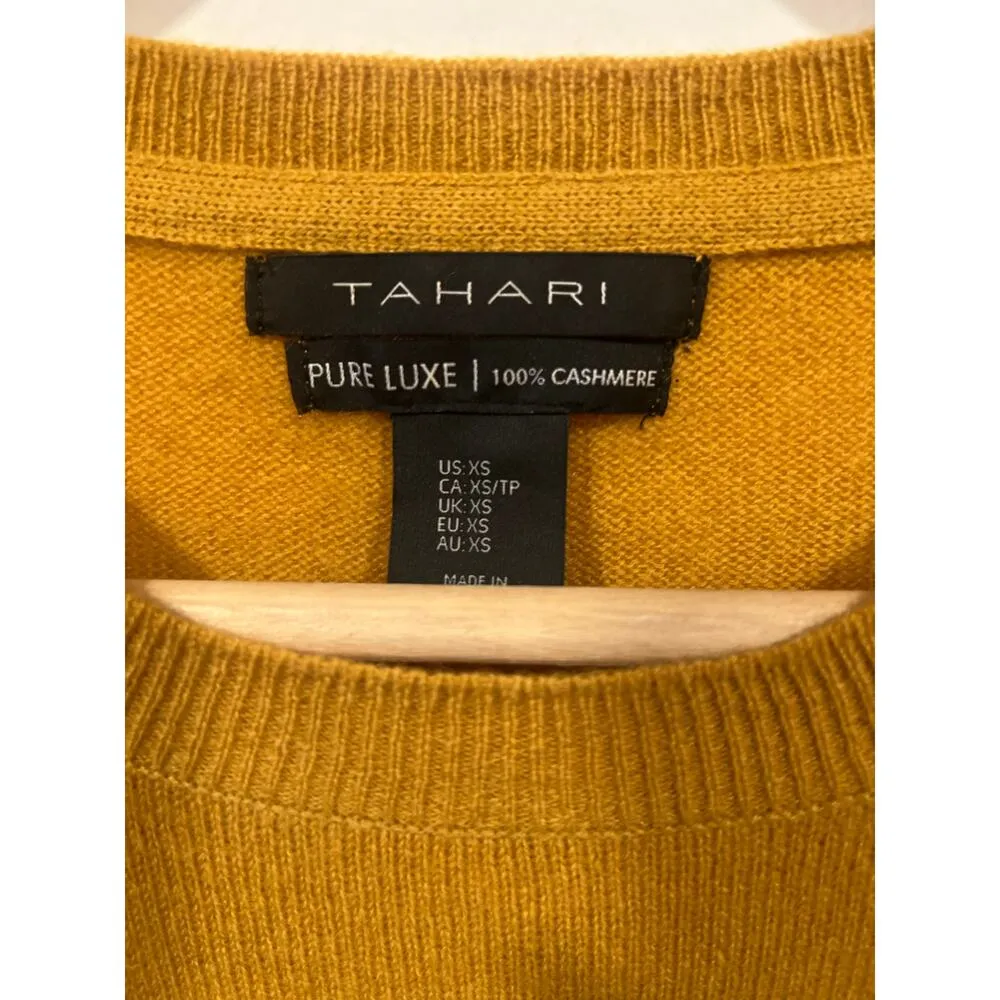 Women’s Tahari Minimalist Mustard Yellow Cashmere Sweater Size XS - Image 7