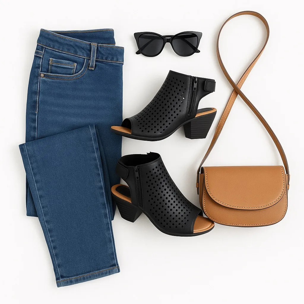 BOC Thebe Women’s Black Leather Slingback Block Heel Perforated Sandals 7 in GUC - Image 2