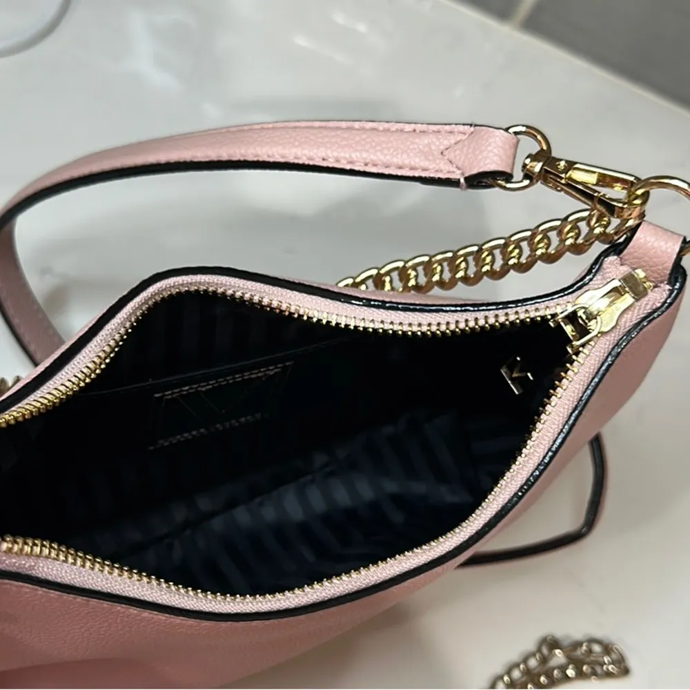 Victoria's Secret Rose Pink and Gold Shoulder Bag with Crescent Silhouette - Image 12